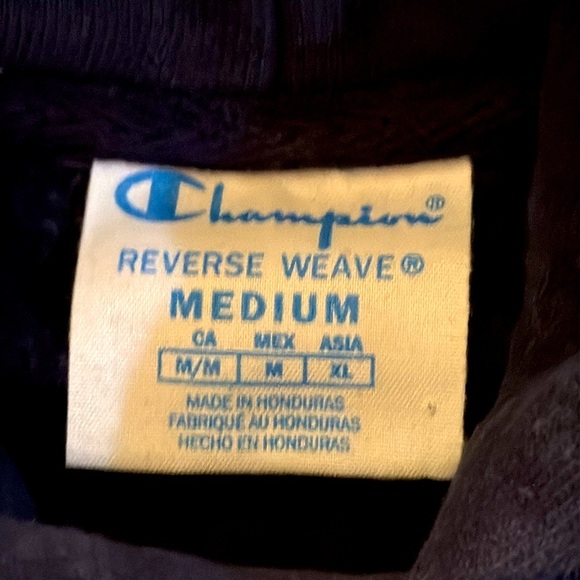 Champion Reverse Weave Canterbury Hoodie Pullover Men’s Medium Navy/White Cotton - Picture 4 of 8